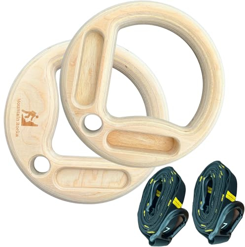 Mountain Rocks Name: Wood 32mm Gymnastic Rings with Finger Training hangboard | Wooden Gymnastics Rings | Portable Finger Training Board | Hang Grip Strengthener AU Gym Rings for Rock Climbing