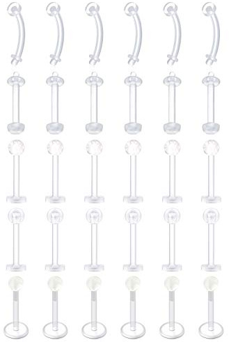D.Bella 16G Anillos de Labios Transparentes UV Acrílico Flexible Labret Monroe Tragus Pendiente Stud Piercing del Vientre