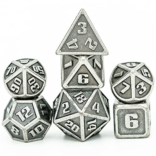 Pen and Paper Würfel Set Mini-Mimir - kleine Metallwürfel im Set für Pen & Paper, 7-teiliges Würfelset, für Dungeons and Dragons, W4 bis W20