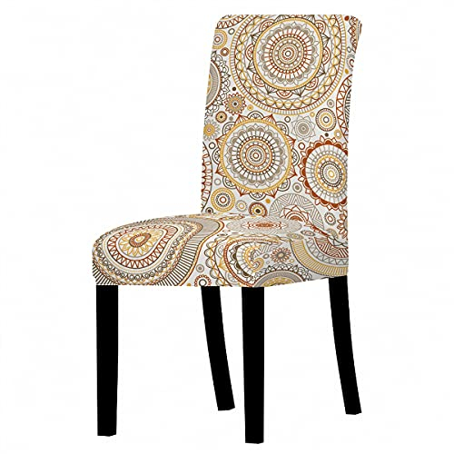 Morbuy Böhmen Drucken Stuhlhussen Set Stretch Beschützer Stuhlbezug Stuhlüberzug, Universal Elastische Spannbezug Hochzeit Weihnachten Partys Bankett Hotel Dekor (10 Stück,Beige)