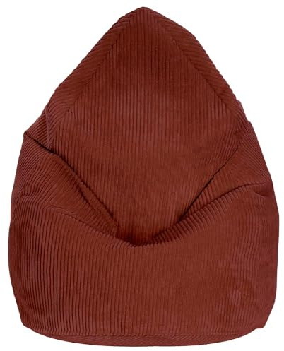 DreamRoots Sitzsack Erwachsene Cord 80x80x120 cm, Fired Brick | Bean Bag Chair, mit Füllung, Lehne & Bezug, Sitzsack für Teenager & Erwachsene, Sitzkissen Boden