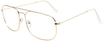 Kelens Brille Ohne Sehstärke für Herren Damen Metallgestell Klare Linse Nerdbrille Retro Quadratische Fake Brille Dekobrille