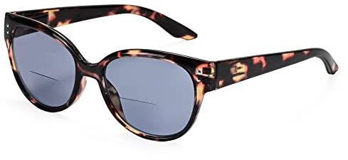 EYEGUARD Bifokale Lesebrille für Damen, UV400 Schutz Outdoorbrille mit braunem Schildpatt-Rahmen/Metalldekoration Sonnenleser