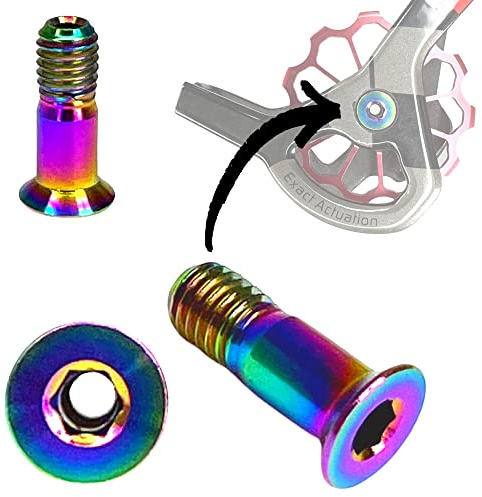 F26 Titanio M5x15mm Bicicletta MTB / Bici da corsa Deragliatore Pulegge di cambio Tuning Hollow SL Vite (Rainbow Neochrome)