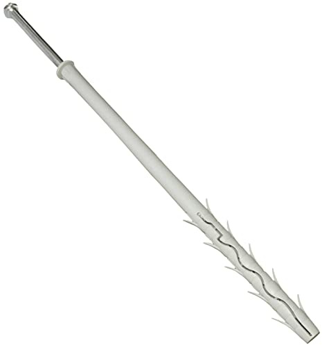 AERZETIX - C57446 - Set di 10 tasselli in plastica a testa fresata con alette Ø12x260mm + 10 viti tirafondi Ø8x260mm con impronta 6 lati in acciaio - colore argento