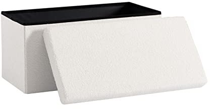 Zedelmaier Sitzbank Sitzwürfel mit Stauraum Plüschstoff Fußbank Truhen Aufbewahrungsbox faltbar belastbar bis 300 kg, Deckel abnehmbar, 76 x 38 x 38 cm