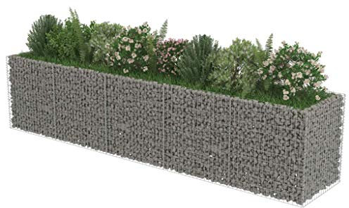 Keketa Gabion - Jardinière surélevée en acier galvanisé - Jardinière surélevée pour légumes - Parterre surélevé - Parterre de fleurs - Jardinière en acier galvanisé - 450 x 90 x 100 cm