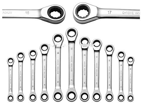 Juego de Llaves, Llave Combinada 8-19mm Juego de Llaves Combinadas de Trinquete de Cabeza Doble Herramienta Manual para Llave de Tuerca (Tamaño : 8mm 9mm)