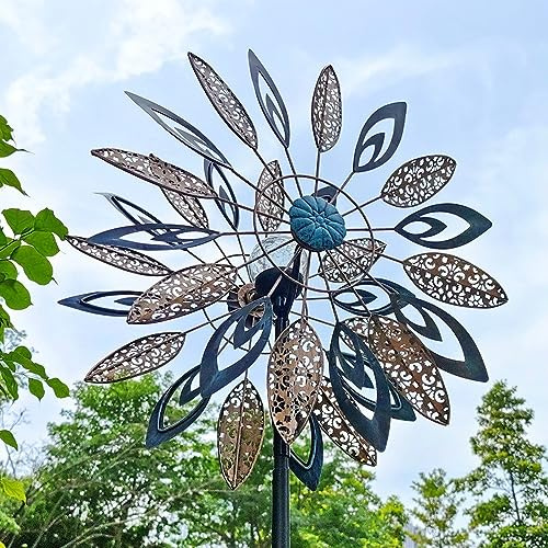 SJASD Moulin à Vent en métal,Solaire Moulin À Vent Jardin avec Boule de Verre LED à énergie Solaire,Sculptures et Mobiles À Vent pour Le Jardin extérieur de pelouse de Cour,Facile à Assembler