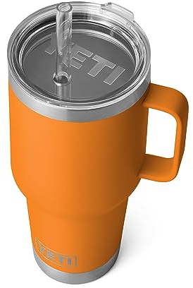 YETI Rambler Gobelet isotherme avec poignée et couvercle à paille, gobelet de voyage isotherme avec poignée, en acier inoxydable, 1040 ml (King Crab)