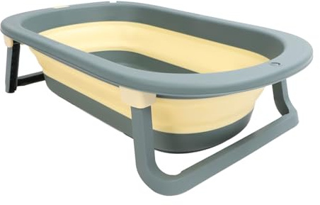 Zusammenklappbare Babybadewanne, Faltbare Babybadewanne, Tragbares Abflussloch, Multifunktional für den Innenbereich (GREEN)