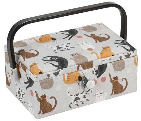 Hobby Gift Small Sewing Craft Storage Box, Cats, 15.5 x 23.5 x 11cm