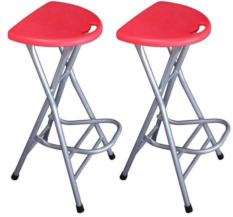 RTTZBOZ Sgabello Pieghevole Alto, Sgabello Pieghevole Portatile per Carichi Pesanti, Sedie Pieghevoli in Metallo per Negozio di Cucina All'aperto (Color : Red2PCS, Size : 72cm/28in B)