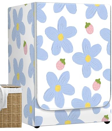 Odot Washer Dustproof Cover Front Load, Washing Machine Dryer Protector Sunscreen Waterproof Tumble Dryer Case Protective Cover for Most Front Loadi (blue daisy,M-capacity 8-10kg)