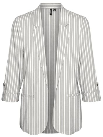 VERO MODA Vmjesmilo 3/4 Loose Blazer Wvn Ga Noos, Forro Plateado/Rayas: Olga Snow White, S Mujeres