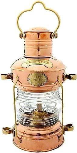 Lanterna Lampada Nave Ottone Olio Nautico Marittimo Barca Antica Luce Ancora Rame