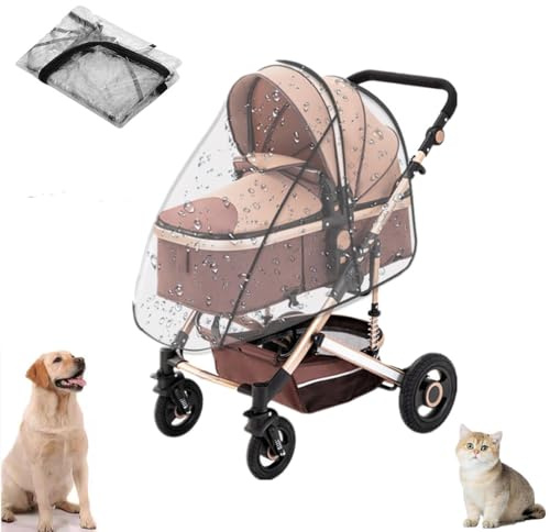 Unisize Pet Stroller Rain Cover - Foldable Clear Protection for Snow, Rain, Wind - Suitable for Various Pet Stroller Models