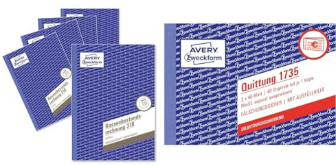 AVERY Zweckform 318-5 Kassenbestandsrechnung & 1735 Quittungsblock