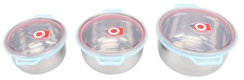 Fdit Stilvolles und Praktisches 3-teiliges Rührschüssel-Set mit Deckel, Ideal Zum Zubereiten von Salaten und Backen, Multifunktionale Edelstahlschüssel für Jeden Kochbedarf (Typ 1)