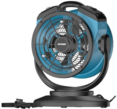 XPower FM-68 Ventilador pulverizador de exterior oscilante muy resistente y potente de alta velocidad Ideal para camping, terrazas, picnics y más