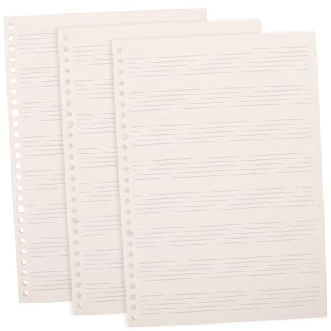 GOOHOCHY 3 Stück-pack Notenhefte aus Papier 60 Seiten Je Heft Abtrennbares Ringbuch für Klavier und Gitarre Leicht und Robust für Notenübungen | Papierausführung, Robust Verarbeitet, für Anfänger im Musikbereich, Praktische Einzelentnahme