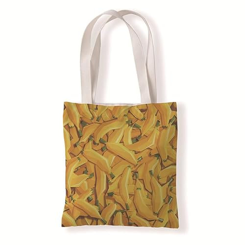 Homeyang Jutebeutel Bananen Gelbe Früchte Stoffbeutel Canvas Wiederverwendbare Beuteltasche Damen Kinder Büchertasche Einkaufsbeutel mit Henkeln Stofftasche Waschbar Tote Bag 33x37 cm