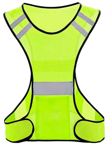 eModwey Laufweste für Joggen, Reflektierende Warnweste, Atmungsaktiv und Ultraleicht, Sicherheitsweste für Damen und Herren, für Nachtaktivitäten, Neongelb