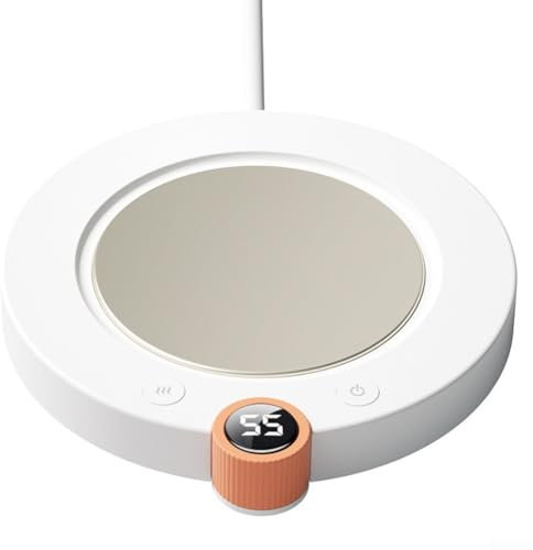 Elektrischer Getränkewärmer, 55 °C bis 75 °C, Smart-Tassenwärmer, Thermostat-Untersetzer für heißen Kaffee, Tee, Espresso, Milch, Kerze, Wachs mit automatischer Abschaltung, Weiß