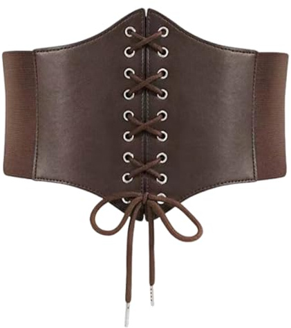 ARWIG Corset Belt, Elasticated Belt for Women Pirate Costume Adult Women Pirate Corset Catwoman Accessories Leather Corset Belt Waist Corset for Cosplay Pirate Catwoman (Coffee, 73 cm)