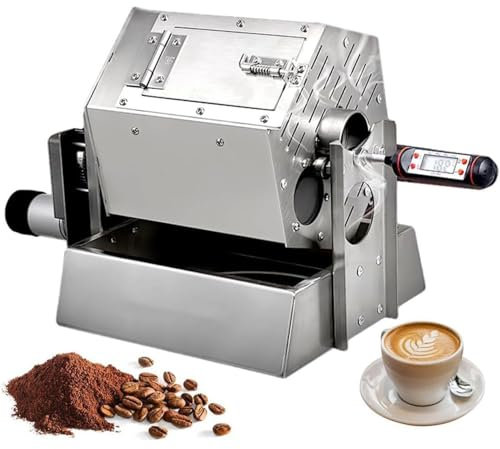 Coffee Bean Roaster, 3.4L Drum Type, Stainless Steel Gas Roaster with Thermometer - Professional Quality Coffee Roasting Machine for Home Use