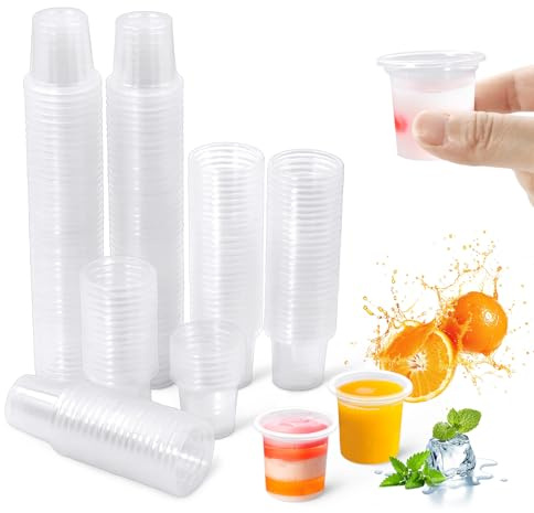 Dreamark Schnapsbecher Plastik 2cl/20ml 200 Stück, Wiederverwendbare Shotgläser Plastikbecher, Pinnchen Plastik Trinkbecher, Partybecher, Dessertbecher für Feste & Veranstaltungen