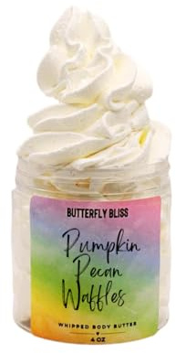 Pumpkin Pecan Waffles Whipped Body Butter – Warm Spiced Pumpkin & Brown Sugar Scent – Shea, Cocoa & Mango Butter Moisturizer – Vegan, Paraben-Free Dry Skin Cream – 4 oz Jar