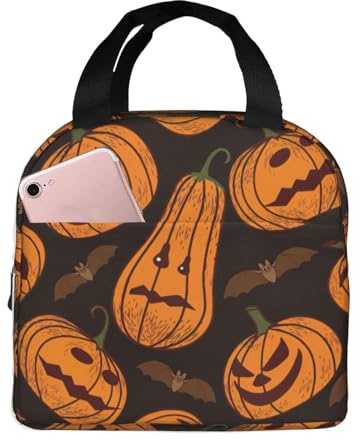 DDSFvbv Lonchera térmica reutilizable con diseño de calabaza de Halloween, portátil, perfecta para el trabajo, picnic, playa, barbacoa
