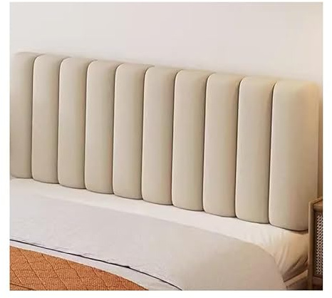 Panneaux muraux rembourrés en forme de cale, coussin de lecture, coussin de tête, coussin de dossier, traversin en fibre superfine pour lit/lit de jour (marron clair, 135 x 65 cm)