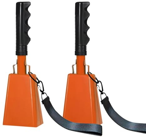 HEYLEAYAR 25,4 cm Kuhglocken mit Griff für Sportveranstaltungen, 2 große Kuhglocken mit Handschlaufen, lauter Geräuschmacher für jubelnde Fußballspiele, Geist, Marathon, Hochzeiten, Party