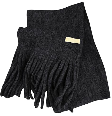 Generisch Écharpe en tricot de luxe pour femme - Tissu mélangé pour élégant - Longue frange - Hiver - Doux et chaud - Tendance - Pour tout le monde, Noir , taille unique
