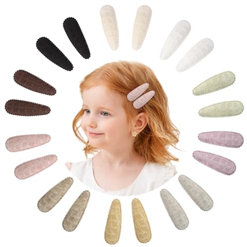 20 piezas 2.2 Pinzas Pelo Niña Estampado Floral Para Niñas Bebés Pequeños Clips de Arcos de Pelo Antideslizante Envuelto pelo para bebés niñas niños-Lana Color Sólido