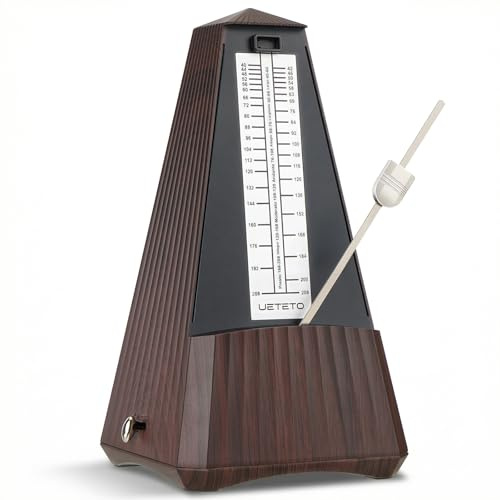 Ueteto Metronome for Piano, Guitar, Drum, Violin, Saxophone, Mechanical Metronome with Bell Ring for Beginner, Intermediate & Advanced Musicians (Wood Grain)
