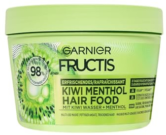 Garnier Fructis Uppfriskande kiwi Menthol Hair Food, Multi-Use hårmask med kiwi-vatten och mentol för fukt och friskhet, 400 ml