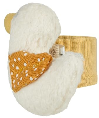 Sterntaler Armrassel Ente, Baby-Spielzeug für Hände, elastisches Bündchen, leicht anzuziehen, Rassel zum Spielen und Greifen, 7×9×3 cm, ocker
