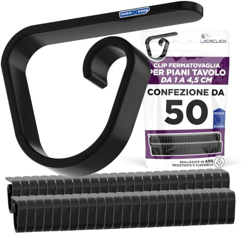 Pinzas Sujeta Manteles de Mesa Pack Clip Grande de Sujecion para Restaurantes Sujetamantel Universal de Plastico Resistente para Hosteleria Ideal Superficie Gruesa Uso Exterior o Interior (Negro, 50)