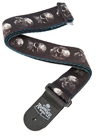 D'Addario Gitarrband – Alchemy Gothic Collection – Justerbara band kompatibla med el-, akustiska och basgitarrer – Muted Skulls