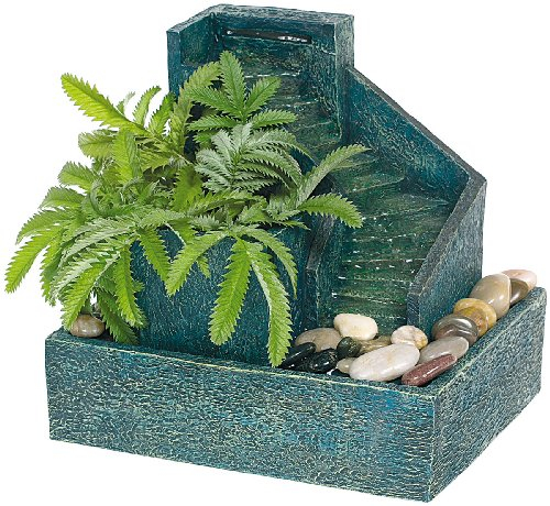 infactory Zimmerspringbrunnen: Zimmerbrunnen Bergdorf inklusive Deko-Steinen (Zimmerbrunnen mit Pflanzen, Tischbrunnen mit Pflanzen, Gartenbrunnen)