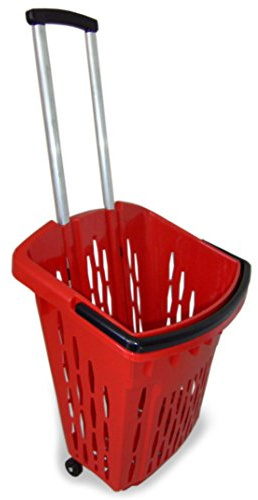 GERSO - Einkaufstrolley Einkaufswagen 40 Liter Einkaufskorb mit Rollen rot