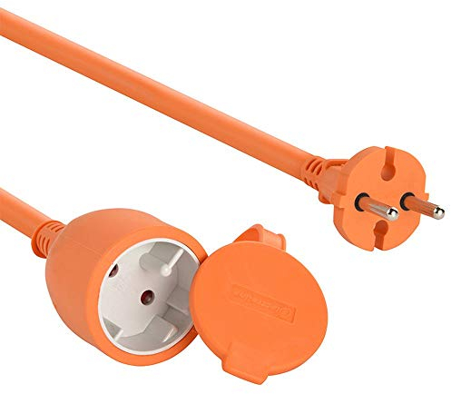 Electraline 20857038F Garten Schutzkontakt-Verlängerung - 25 m Kabel - orange - Kunststoffleitung - IP20 / Verlängerungskabel mit Kindersicherung / Europäischem 2-poligem Stecker 16A, 25 M