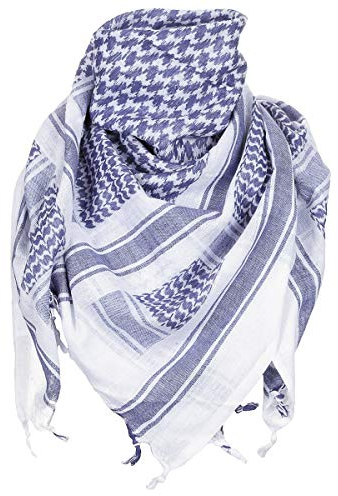 MFH PLO Halstuch mit Fransen Shemagh (Blau/Weiß/115x110 cm)