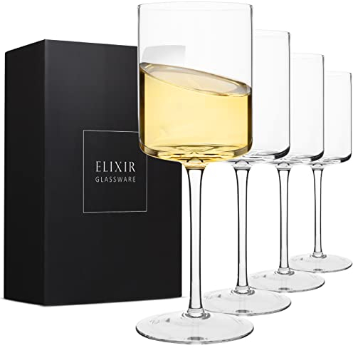 Elixir Glassware Verres à vin Lot de 4 – Grands Verres à Vin Rouge ou Verres à Vin Blanc – Cadeau unique pour Femmes, Hommes, Mariage, Anniversaire, Noël – 400 ml, Cristal Qualité Supérieure