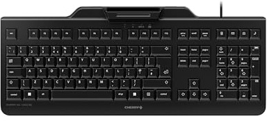 CHERRY KC 1000 SC, Kabelgebundene Security-Tastatur mit integriertem Kartenleser, Italienisches Layout (QWERTY), Plug & Play (USB-A), Flaches Design, Schwarz