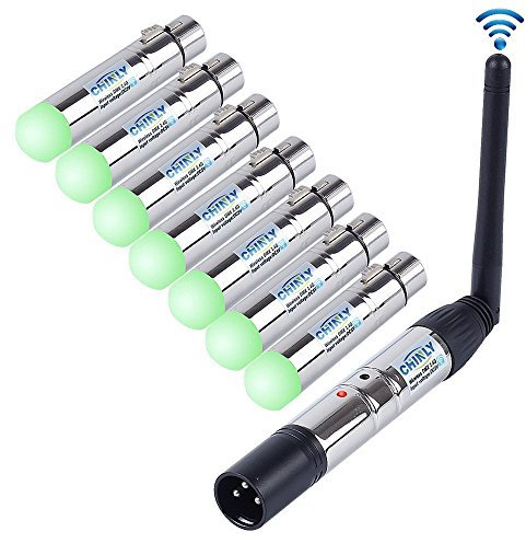CHINLY 8pcs DMX512 2,4G ISM Kabelloser XLR Sender/Empfänger Männlich/Weiblich LED Lichtsteuerung Kurzversion für DJ LED Bühnenbar Partylicht