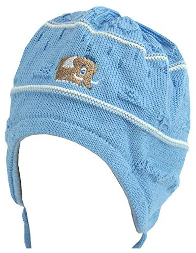 maximo Jungen Baby-Mütze Winter hellblau kleines Mammut, Gr. 39 (39)